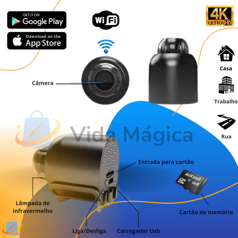 Mini Câmera TecX com Visão Noturna - [ULTRA HD 4K]