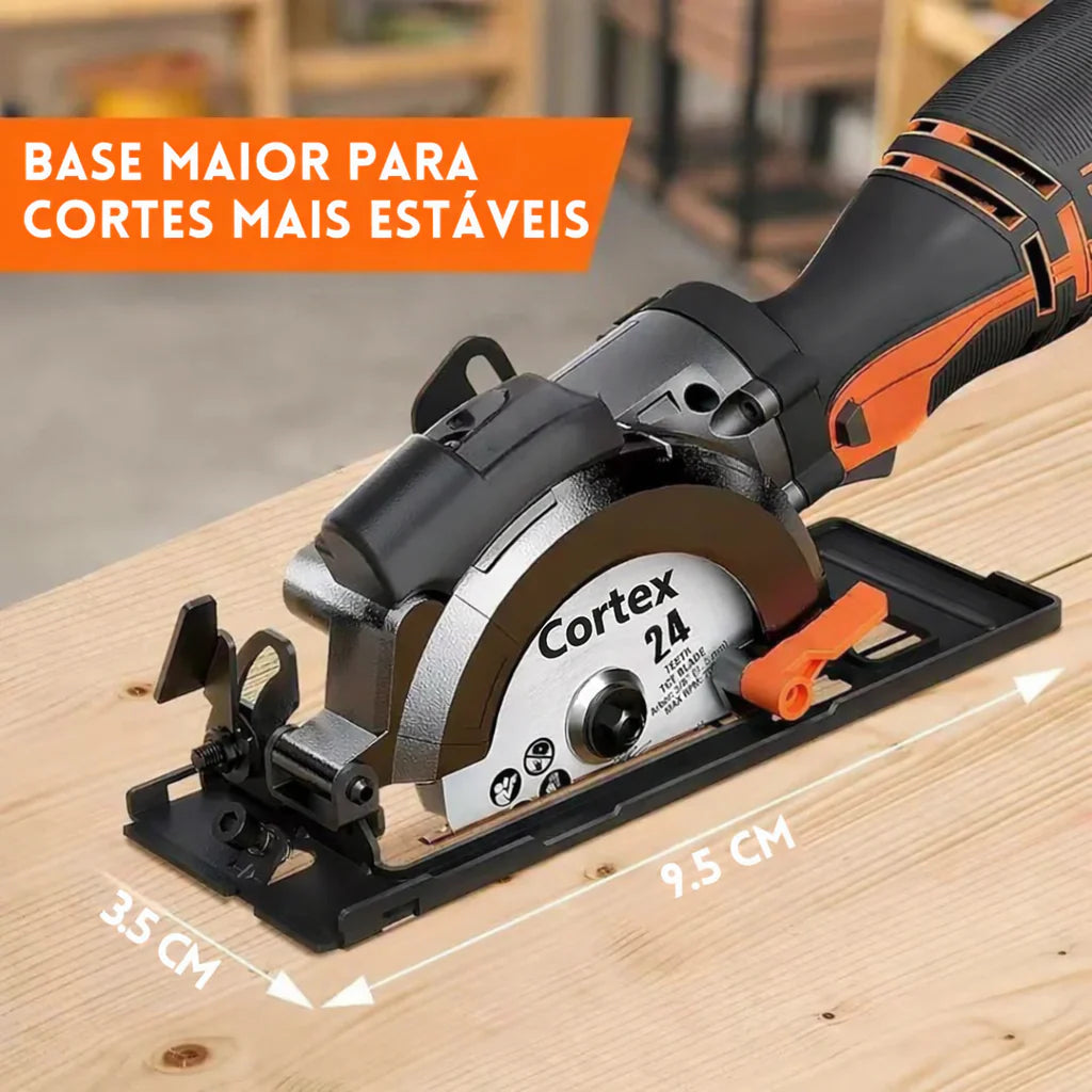 Serra Elétrica Circular Cortex Multiuso, 6 Lâminas Inclusas + BRINDES: Óculos de Proteção e Trena 10 Metros